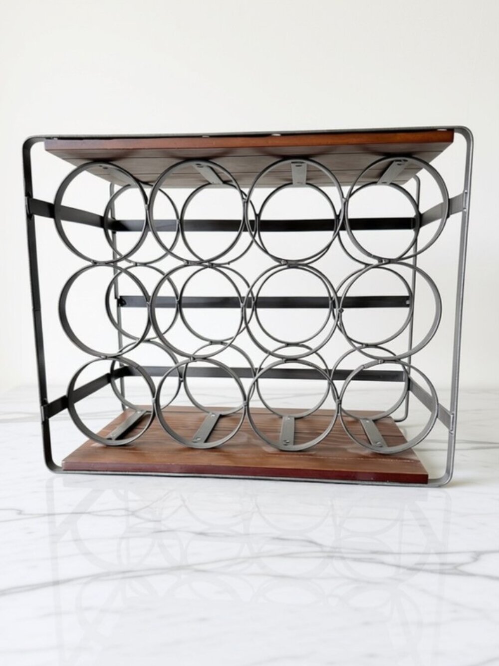 3-Tier Wood & Metal Wine Rack - Picture 3 of 5